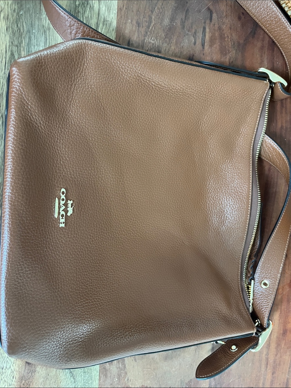 Coach Tan Pebbled Leather Messenger Bag - Coach